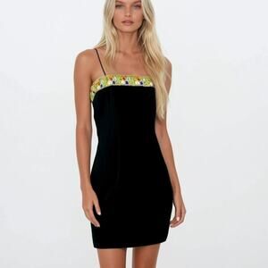 Vintage Black Mini Dress with Colorful Accents